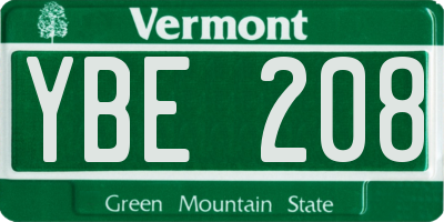 VT license plate YBE208