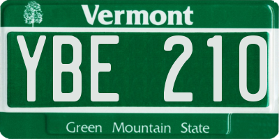 VT license plate YBE210