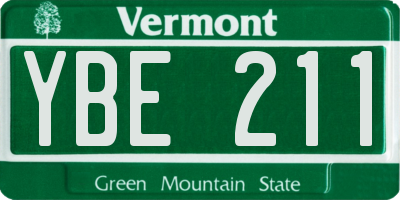 VT license plate YBE211