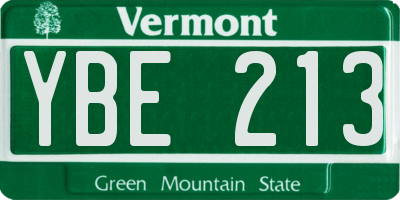 VT license plate YBE213