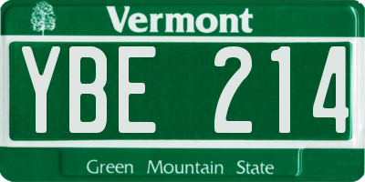 VT license plate YBE214