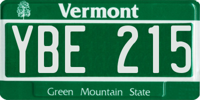 VT license plate YBE215