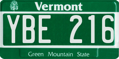 VT license plate YBE216