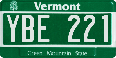 VT license plate YBE221