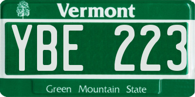 VT license plate YBE223