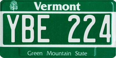 VT license plate YBE224