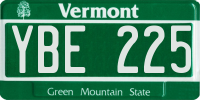 VT license plate YBE225