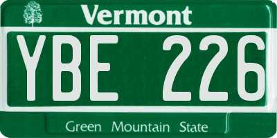 VT license plate YBE226