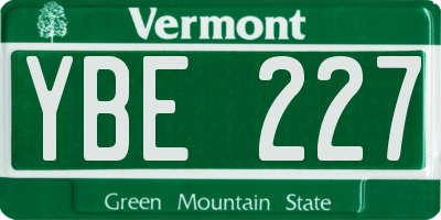 VT license plate YBE227