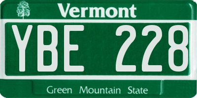 VT license plate YBE228