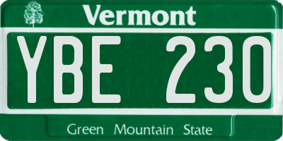 VT license plate YBE230