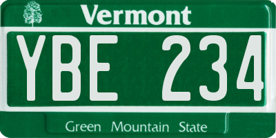 VT license plate YBE234