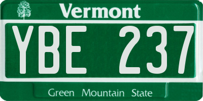 VT license plate YBE237