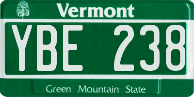 VT license plate YBE238