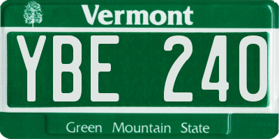 VT license plate YBE240