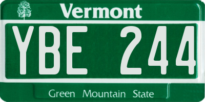 VT license plate YBE244