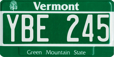 VT license plate YBE245