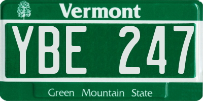 VT license plate YBE247