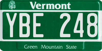 VT license plate YBE248