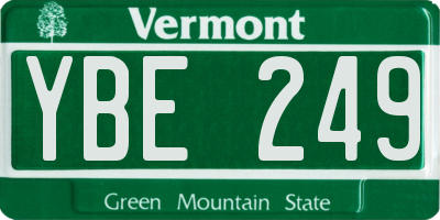 VT license plate YBE249