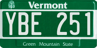 VT license plate YBE251