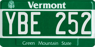 VT license plate YBE252