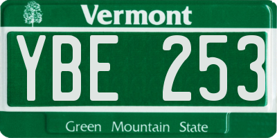 VT license plate YBE253