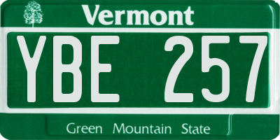 VT license plate YBE257