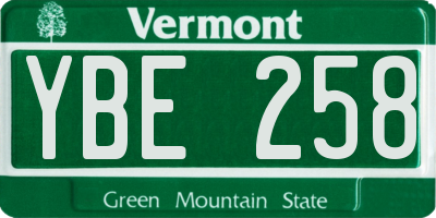 VT license plate YBE258