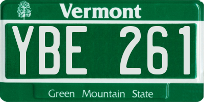 VT license plate YBE261