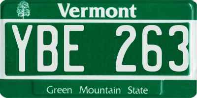 VT license plate YBE263