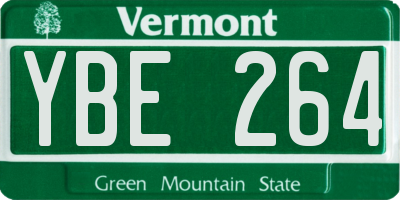 VT license plate YBE264
