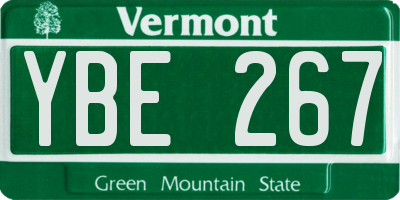 VT license plate YBE267