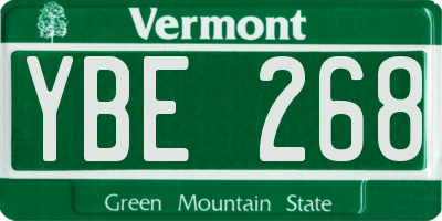 VT license plate YBE268