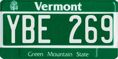 VT license plate YBE269