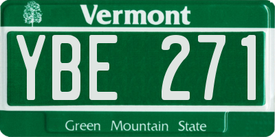 VT license plate YBE271