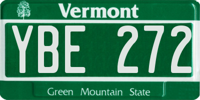 VT license plate YBE272