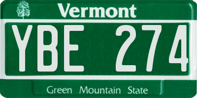 VT license plate YBE274