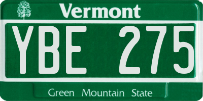 VT license plate YBE275