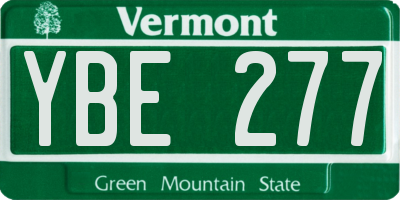 VT license plate YBE277