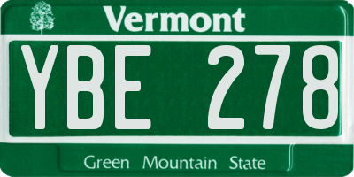 VT license plate YBE278