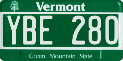 VT license plate YBE280