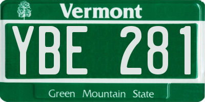 VT license plate YBE281