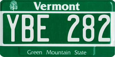 VT license plate YBE282