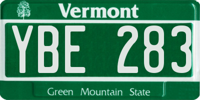 VT license plate YBE283