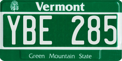 VT license plate YBE285