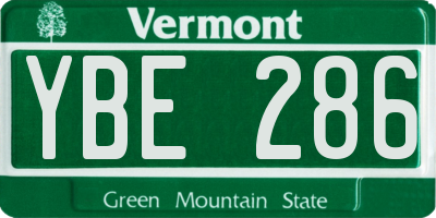 VT license plate YBE286