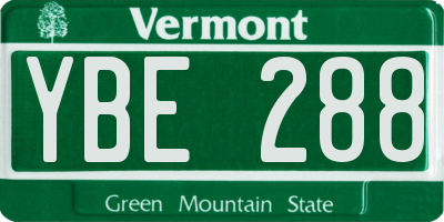VT license plate YBE288