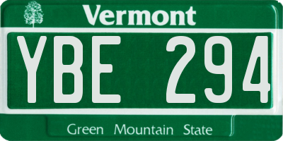 VT license plate YBE294