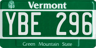 VT license plate YBE296